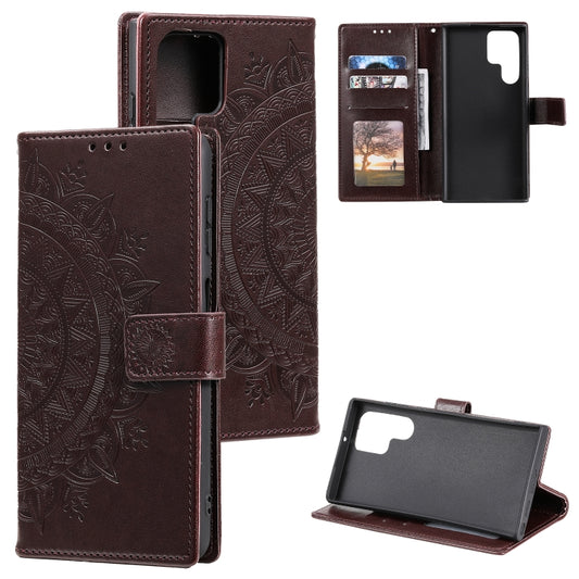 For Samsung Galaxy S25 Ultra 5G Totem Flower Embossed Leather Phone Case(Brown) - Galaxy S25 Ultra 5G Cases by PMC Jewellery | Online Shopping South Africa | PMC Jewellery | Buy Now Pay Later Mobicred