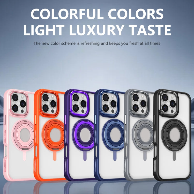 For iPhone 16 Skin Feel Transparent 360 Degree Rotating Silicone Ring Holder Phone Case(Royal Blue) - free shipping - PMC Jewellery - Order now!