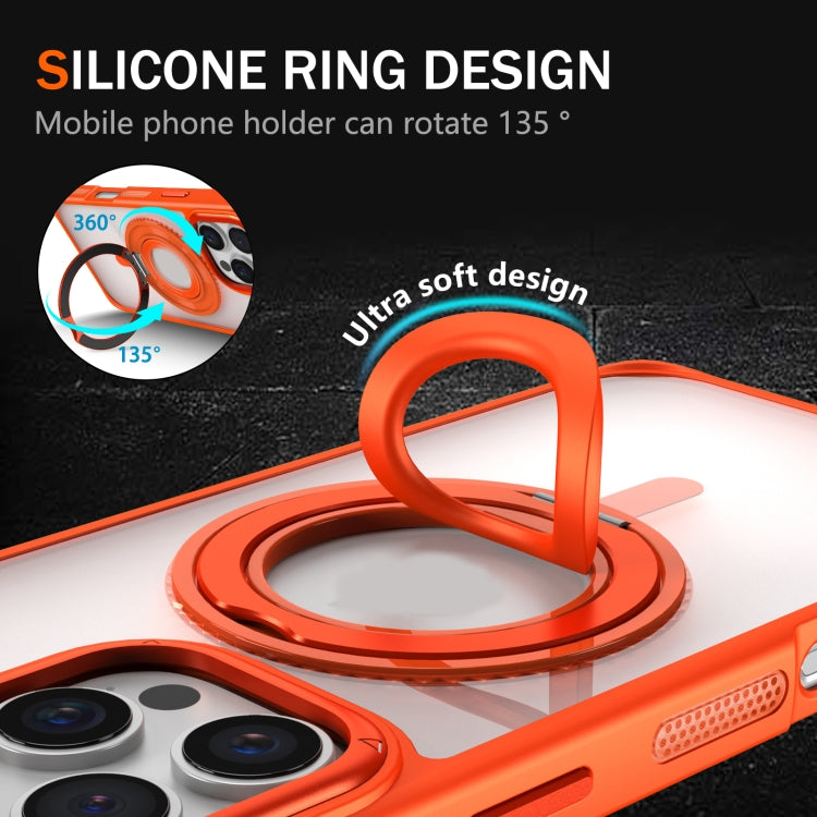 For iPhone 16 Pro Skin Feel Transparent 360 Degree Rotating Silicone Ring Holder Phone Case(Black) - free shipping - PMC Jewellery - Order now!