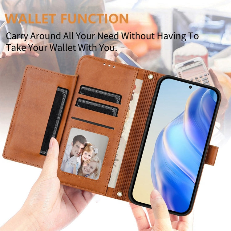 For Samsung Galaxy S25+ 5G Multi-Card Slots Zipper Wallet Leather Phone Case(Brown) - Galaxy S25+ 5G Cases by PMC Jewellery | Online Shopping South Africa | PMC Jewellery | Buy Now Pay Later Mobicred