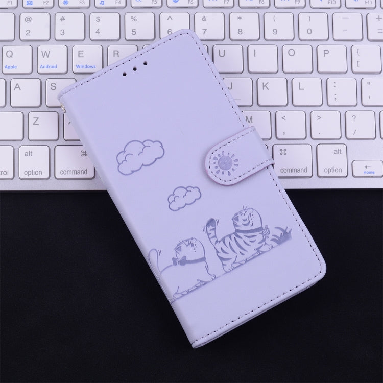 For Samsung Galaxy S25 5G Cute Cats RFID Leather Phone Case(Purple) - Galaxy S25 5G Cases by PMC Jewellery | Online Shopping South Africa | PMC Jewellery | Buy Now Pay Later Mobicred
