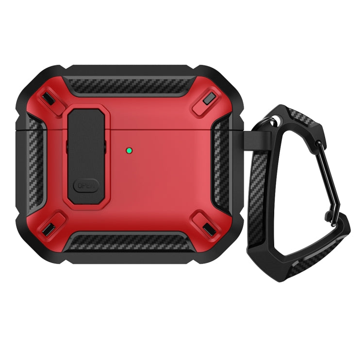 For AirPods 4 Shield Shockproof Earphone Protective Case with Hook(Black Red) - For AirPods 4 by PMC Jewellery | Online Shopping South Africa | PMC Jewellery | Buy Now Pay Later Mobicred