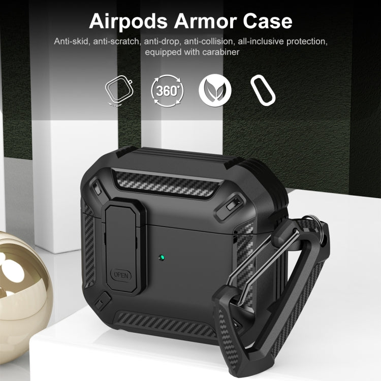 For AirPods 4 Shield Shockproof Earphone Protective Case with Hook(Black) - For AirPods 4 by PMC Jewellery | Online Shopping South Africa | PMC Jewellery | Buy Now Pay Later Mobicred