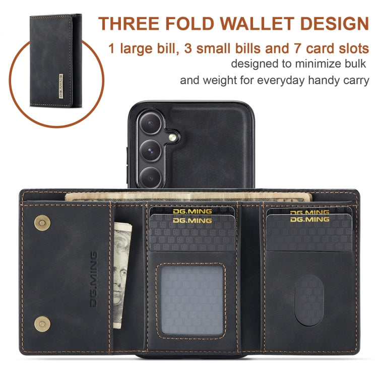 For Samsung Galaxy S24 FE 5G DG.MING M1 Series 3-Fold Multi Card Wallet + Magnetic Phone Case(Black) - Galaxy S24 FE 5G Cases by DG.MING | Online Shopping South Africa | PMC Jewellery | Buy Now Pay Later Mobicred