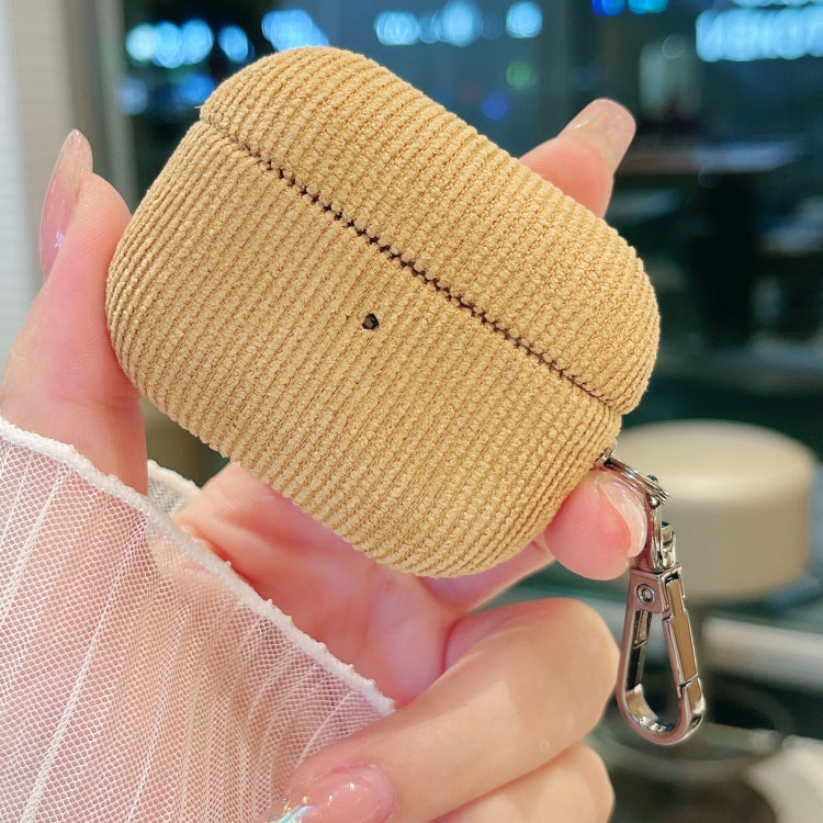 For AirPods Pro Corduroy Cloth Pattern Earphone Protective Case(Khaki) - For AirPods Pro by PMC Jewellery | Online Shopping South Africa | PMC Jewellery | Buy Now Pay Later Mobicred