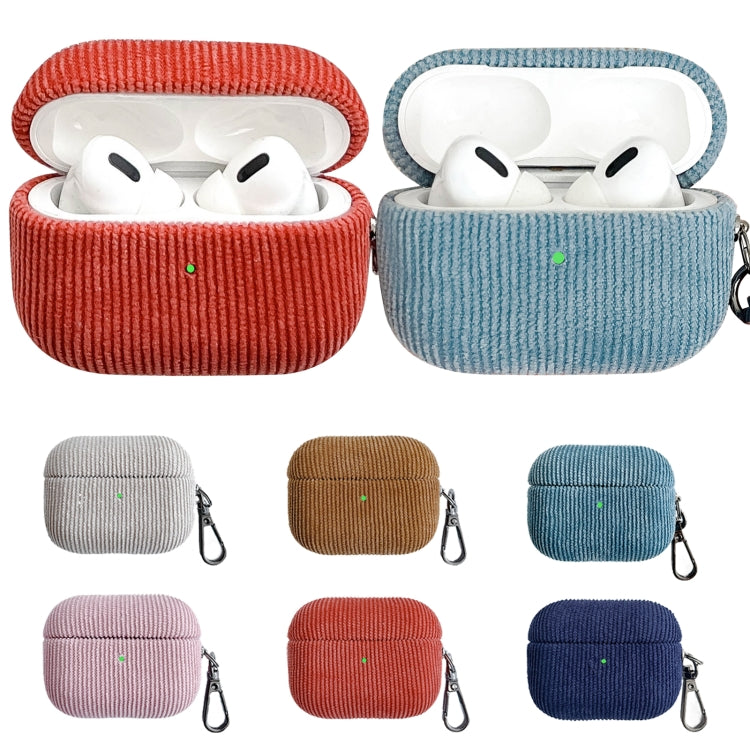 For AirPods Pro 2 Corduroy Cloth Pattern Earphone Protective Case(Khaki) - For AirPods Pro 2 by PMC Jewellery | Online Shopping South Africa | PMC Jewellery | Buy Now Pay Later Mobicred