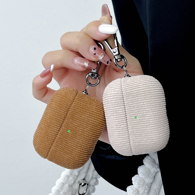 For AirPods 3 Corduroy Cloth Pattern Earphone Protective Case(Beige) - For AirPods 3 by PMC Jewellery | Online Shopping South Africa | PMC Jewellery | Buy Now Pay Later Mobicred