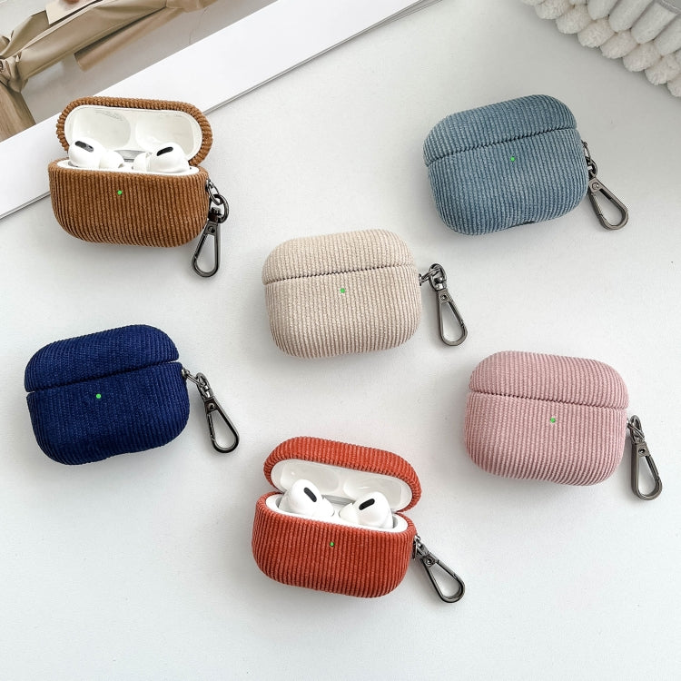 For AirPods Pro 2 Corduroy Cloth Pattern Earphone Protective Case(Khaki) - For AirPods Pro 2 by PMC Jewellery | Online Shopping South Africa | PMC Jewellery | Buy Now Pay Later Mobicred
