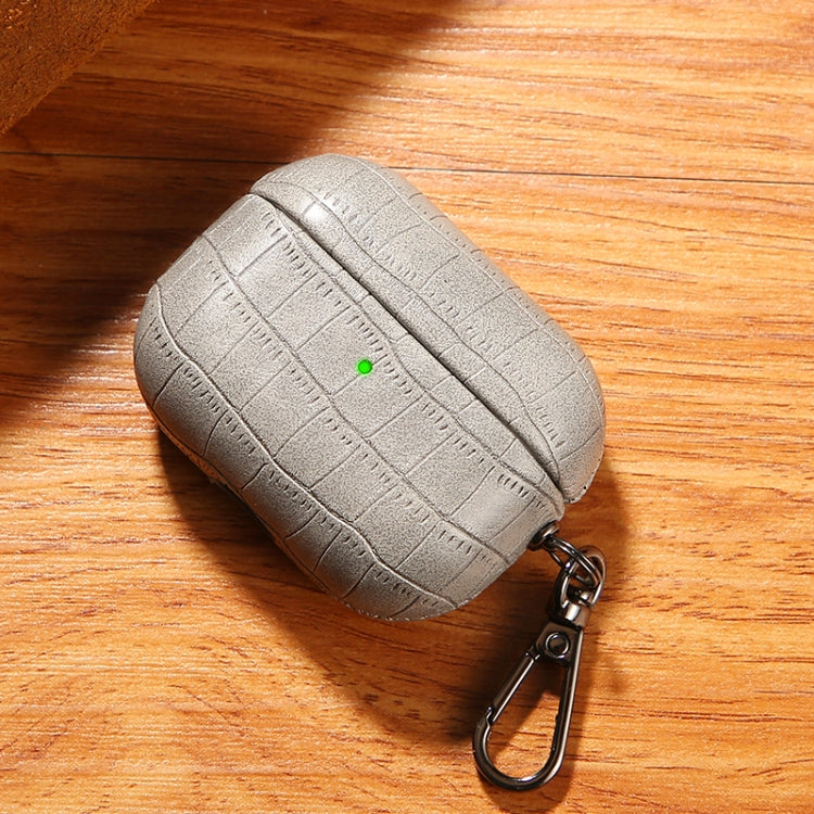 For AirPods 4 Crocodile Texture Earphone Protective Case(Grey) - For AirPods 4 by PMC Jewellery | Online Shopping South Africa | PMC Jewellery | Buy Now Pay Later Mobicred