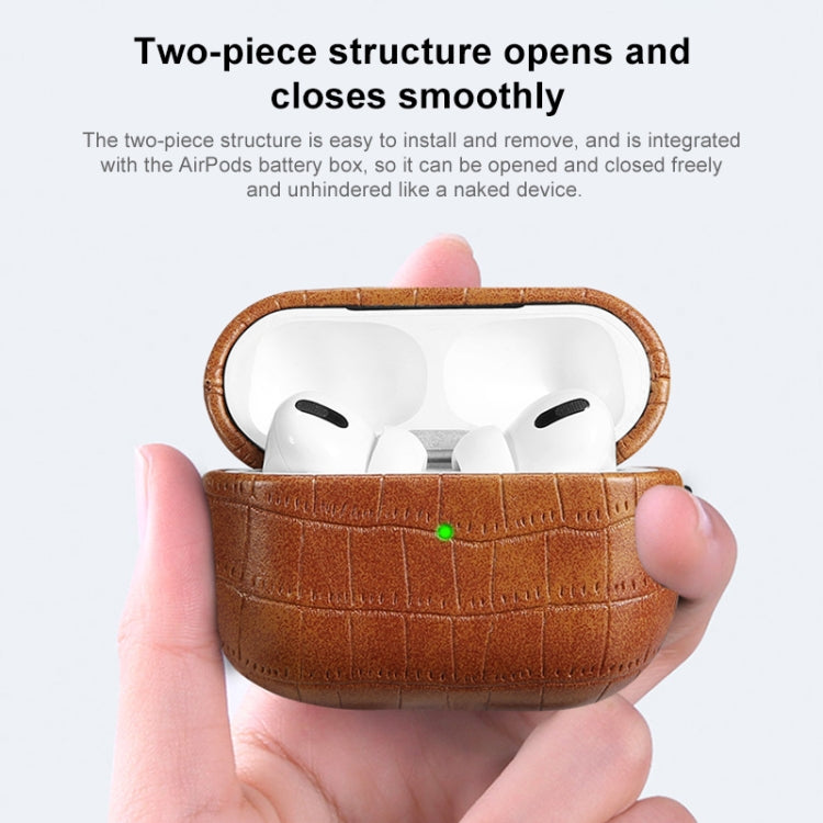 For AirPods Pro Crocodile Texture Earphone Protective Case(Light Brown) - free shipping - PMC Jewellery - Order now!