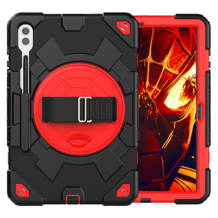 For Samsung Galaxy Tab S10+ / S9+ / S9 FE+ Spider Hand Grip Turntable Stand Tablet Case(Black Red) - Galaxy Tab S9+ Cases by PMC Jewellery | Online Shopping South Africa | PMC Jewellery | Buy Now Pay Later Mobicred