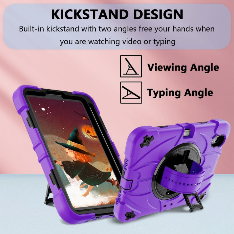 For iPad mini 6 Bat Hand Grip Turntable Stand Tablet Case(Purple Black) - iPad mini 6 Cases by PMC Jewellery | Online Shopping South Africa | PMC Jewellery | Buy Now Pay Later Mobicred