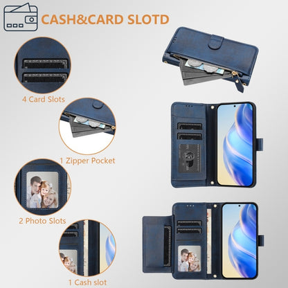 For Huawei Pura 70 Pro / Pura 70 Pro+ Multi-Card Slots Zipper Wallet Leather Phone Case(Blue) - Huawei Cases by PMC Jewellery | Online Shopping South Africa | PMC Jewellery | Buy Now Pay Later Mobicred