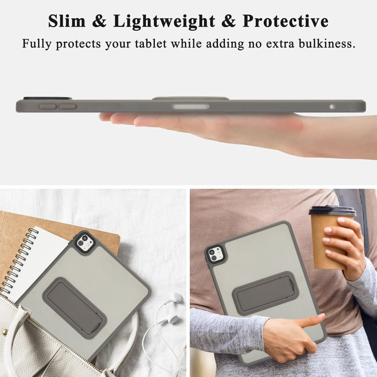 For iPad Pro 11 2022 / 2021 / 2020 Skin Feel Holder PC Hybrid TPU Tablet Case(Grey) - iPad Pro 11 (2022/2021) Cases by PMC Jewellery | Online Shopping South Africa | PMC Jewellery | Buy Now Pay Later Mobicred