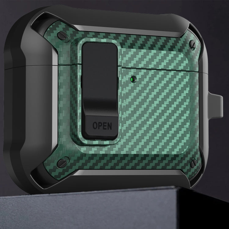 For AirPods 4 Bumblebee Carbon Fiber Shockproof Protective Case with Switch(Blue) - For AirPods 4 by PMC Jewellery | Online Shopping South Africa | PMC Jewellery | Buy Now Pay Later Mobicred