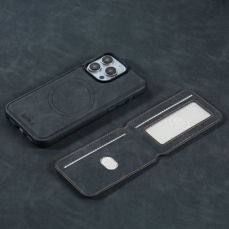 For iPhone 16 Plus ESEBLE E2 Retro Texture Card Slots MagSafe RFID Leather Case(Black) - free shipping - PMC Jewellery - Order now!