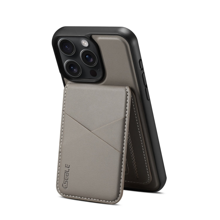 For iPhone 16 Pro ESEBLE E3 Plain Texture Card Slots MagSafe RFID Leather Case(Grey) - free shipping - PMC Jewellery - Order now!