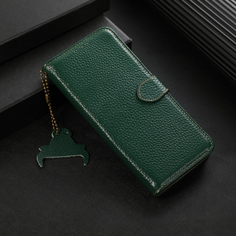 For Honor X9c Genuine Leather Litchi Texture RFID Leather Phone Case(Green) - Honor Cases by PMC TechLife | Online Shopping South Africa | PMC TechLife | Buy Now Pay Later Mobicred