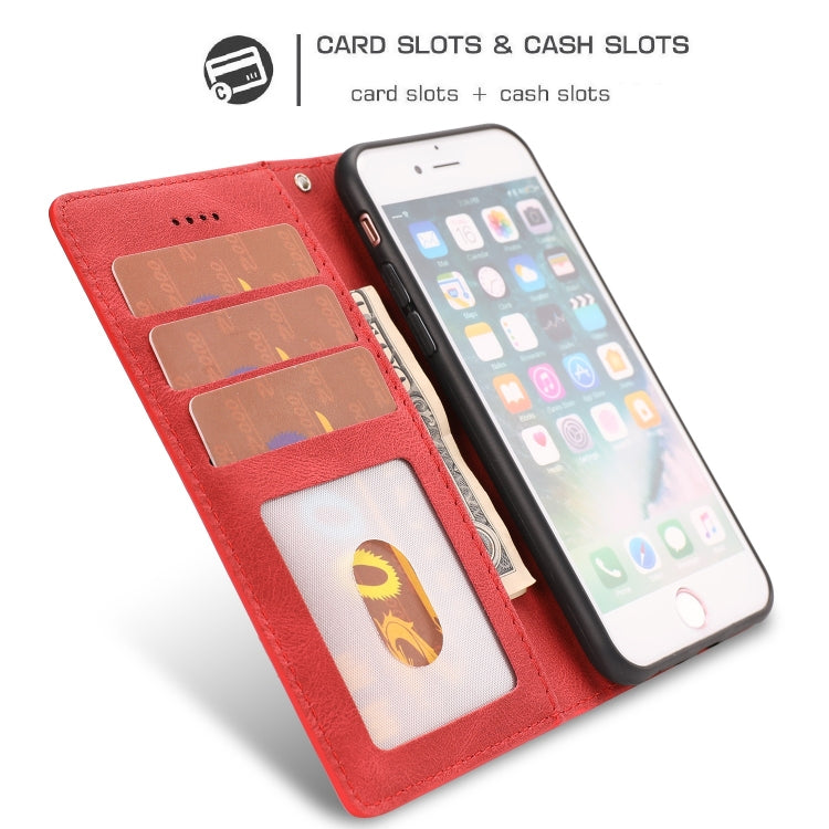 For iPhone 16e Fantasy Skin-feel Calfskin Texture Leather Phone Case(Red) - iPhone 16e Cases by PMC TechLife | Online Shopping South Africa | PMC TechLife | Buy Now Pay Later Mobicred