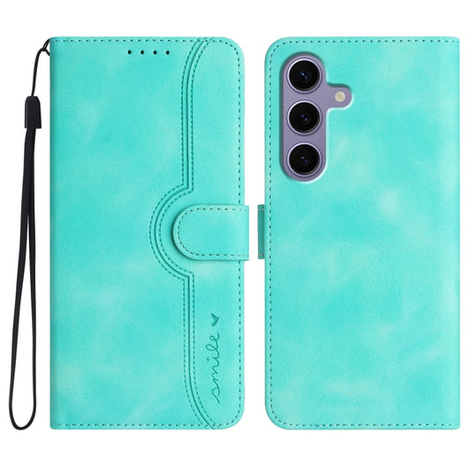 For Samsung Galaxy S25 5G Heart Pattern Skin Feel Leather Phone Case(Light Blue) - Galaxy S25 5G Cases by PMC Jewellery | Online Shopping South Africa | PMC Jewellery | Buy Now Pay Later Mobicred