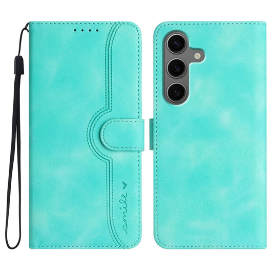 For Samsung Galaxy S25+ 5G Heart Pattern Skin Feel Leather Phone Case(Light Blue) - Galaxy S25+ 5G Cases by PMC Jewellery | Online Shopping South Africa | PMC Jewellery | Buy Now Pay Later Mobicred