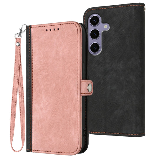 For Samsung Galaxy S25 5G Side Buckle Double Fold Hand Strap Leather Phone Case(Pink) - Galaxy S25 5G Cases by PMC Jewellery | Online Shopping South Africa | PMC Jewellery | Buy Now Pay Later Mobicred