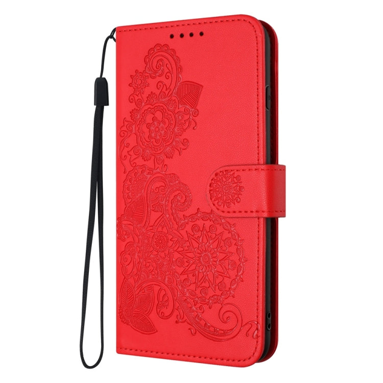 For Samsung Galaxy S25+ 5G Datura Flower Embossed Flip Leather Phone Case(Red) - Galaxy S25+ 5G Cases by PMC Jewellery | Online Shopping South Africa | PMC Jewellery | Buy Now Pay Later Mobicred