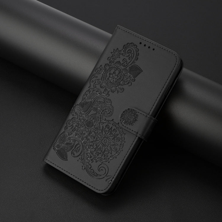 For Samsung Galaxy S25+ 5G Datura Flower Embossed Flip Leather Phone Case(Black) - Galaxy S25+ 5G Cases by PMC Jewellery | Online Shopping South Africa | PMC Jewellery | Buy Now Pay Later Mobicred