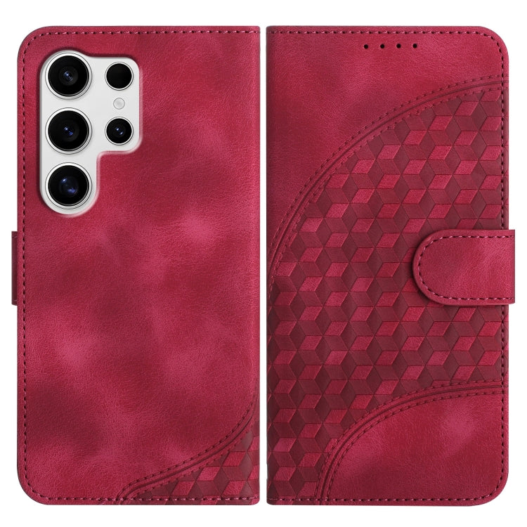 For Samsung Galaxy S25 Ultra 5G YX0060 Elephant Head Embossed Phone Leather Case with Lanyard(Rose Red) - Galaxy S25 Ultra 5G Cases by PMC Jewellery | Online Shopping South Africa | PMC Jewellery | Buy Now Pay Later Mobicred