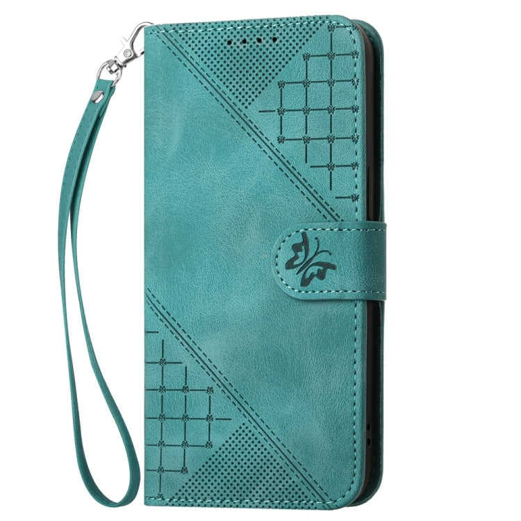 For Samsung Galaxy S25 5G Grid Butterfly Embossed Pattern Leather Phone Case with Lanyard(Light Blue) - free shipping - PMC TechLife - Order now!