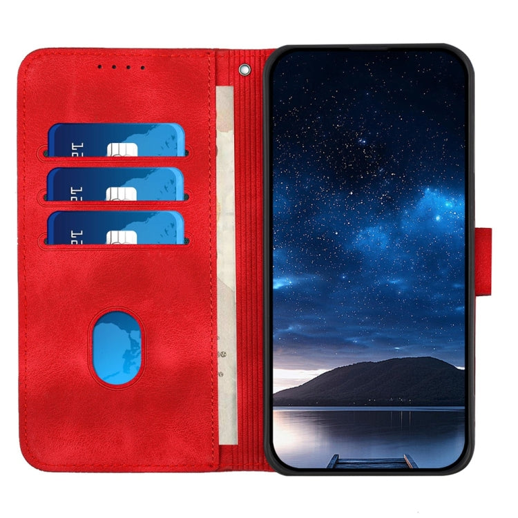 For Samsung Galaxy S25+ 5G YX0080 Grid Butterfly Embossed Pattern Flip Leather Phone Case with Lanyard(Red) - Galaxy S25+ 5G Cases by PMC TechLife | Online Shopping South Africa | PMC TechLife | Buy Now Pay Later Mobicred