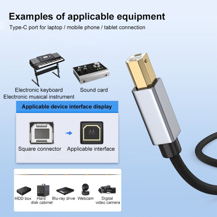 2 in 1 Type-C and 8 Pin to USB-B MIDI Instruments Printer Cable, Length: 1m, Length:1m(White) - Multifunction Cable by PMC Jewellery | Online Shopping South Africa | PMC Jewellery | Buy Now Pay Later Mobicred