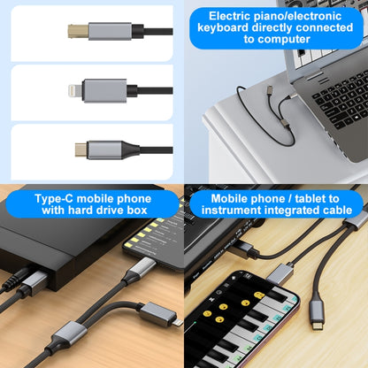 2 in 1 Type-C and 8 Pin to USB-B MIDI Instruments Printer Cable, Length: 1m, Length:1m(White) - Multifunction Cable by PMC Jewellery | Online Shopping South Africa | PMC Jewellery | Buy Now Pay Later Mobicred