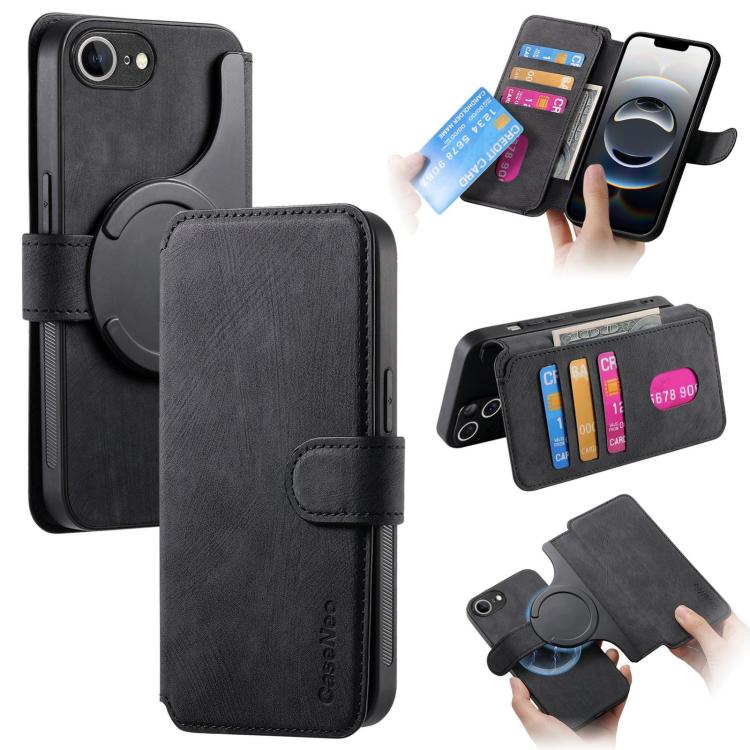 For iPhone 16e CaseNeo MagSafe RFID Anti-theft Retro Leather Phone Case(Black) - iPhone 16e Cases by CaseNeo | Online Shopping South Africa | PMC TechLife | Buy Now Pay Later Mobicred