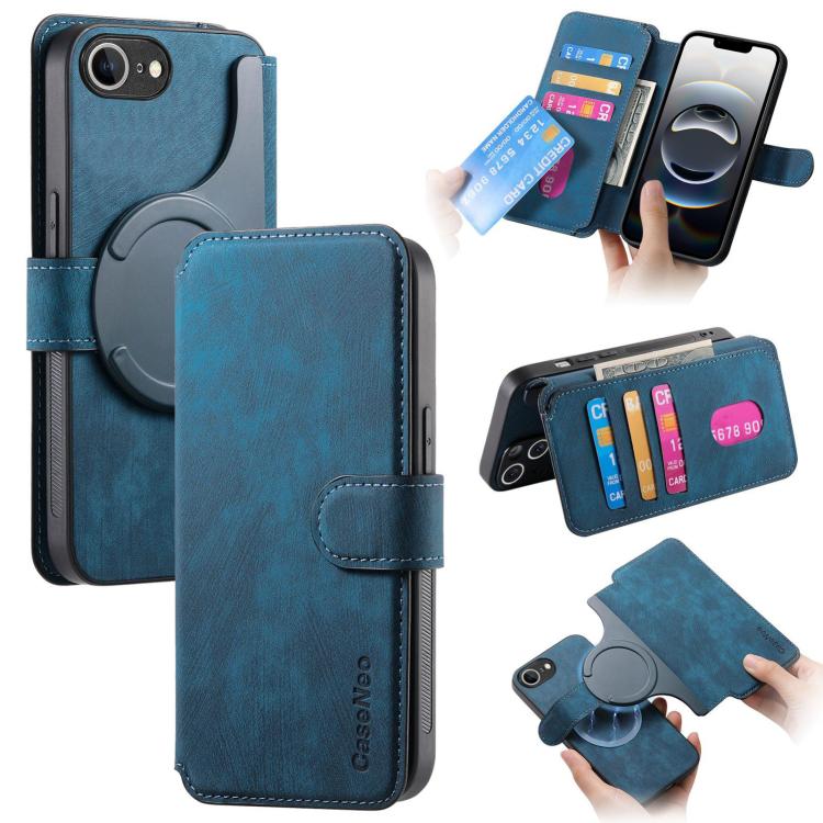 For iPhone 16e CaseNeo MagSafe RFID Anti-theft Retro Leather Phone Case(Blue) - iPhone 16e Cases by CaseNeo | Online Shopping South Africa | PMC TechLife | Buy Now Pay Later Mobicred