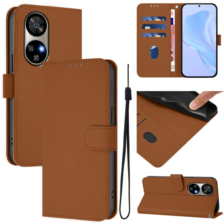 For Ulefone Note 17 Pro Skin Feel Solid Color Leather Phone Case with Lanyard(Brown) - Ulefone Cases by PMC Jewellery | Online Shopping South Africa | PMC Jewellery | Buy Now Pay Later Mobicred