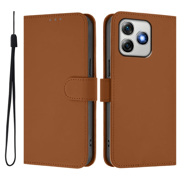 For Ulefone Note 18 Ultra Skin Feel Solid Color Leather Phone Case with Lanyard(Brown) - Ulefone Cases by PMC Jewellery | Online Shopping South Africa | PMC Jewellery | Buy Now Pay Later Mobicred