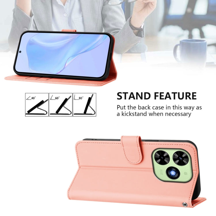 For Tecno Spark Go 2024 4G Skin Feel Solid Color Leather Phone Case with Lanyard(Pink) - Tecno Cases by PMC Jewellery | Online Shopping South Africa | PMC Jewellery | Buy Now Pay Later Mobicred