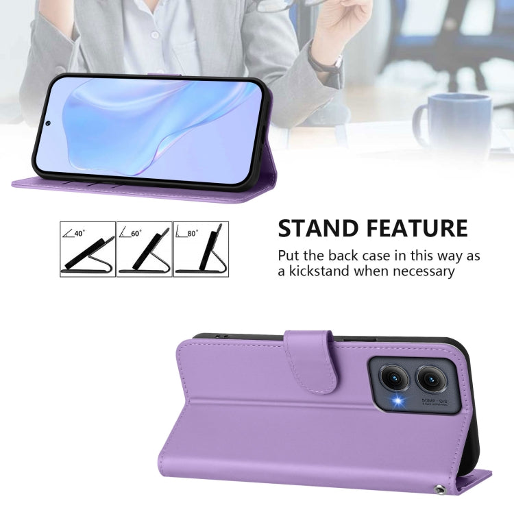 For Motorola Edge 5G 2024 Skin Feel Solid Color Leather Phone Case with Lanyard(Lavender Purple) - Motorola Cases by PMC Jewellery | Online Shopping South Africa | PMC Jewellery | Buy Now Pay Later Mobicred