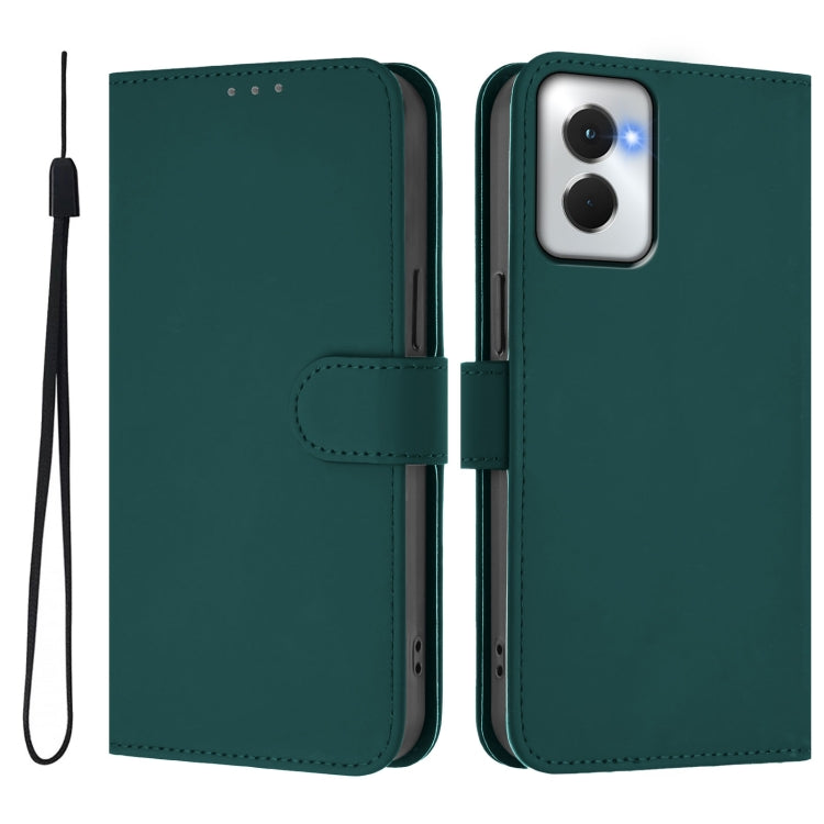 For Motorola Moto G Power 5G 2024 Skin Feel Solid Color Leather Phone Case with Lanyard(Dark Green) - Motorola Cases by PMC Jewellery | Online Shopping South Africa | PMC Jewellery | Buy Now Pay Later Mobicred