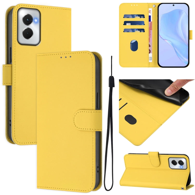 For Motorola Moto G Power 5G 2024 Skin Feel Solid Color Leather Phone Case with Lanyard(Lemon Yellow) - Motorola Cases by PMC Jewellery | Online Shopping South Africa | PMC Jewellery | Buy Now Pay Later Mobicred