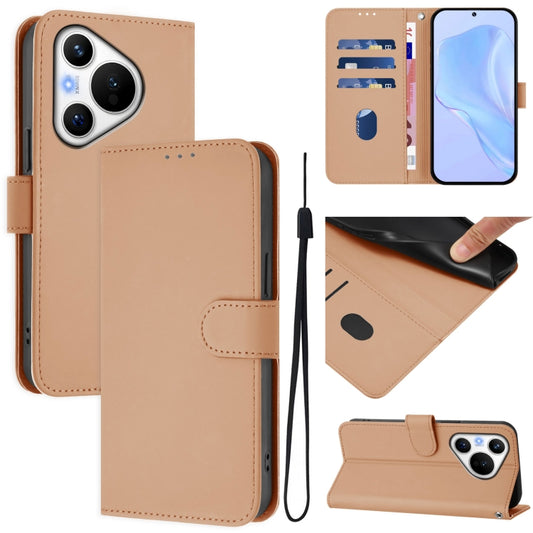 For Huawei Pura 70 Skin Feel Solid Color Leather Phone Case with Lanyard(Nude) - Huawei Cases by PMC Jewellery | Online Shopping South Africa | PMC Jewellery | Buy Now Pay Later Mobicred