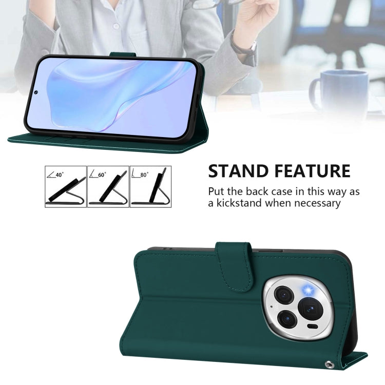 For Honor Magic6 Pro Skin Feel Solid Color Leather Phone Case with Lanyard(Dark Green) - free shipping - PMC Jewellery - Order now!