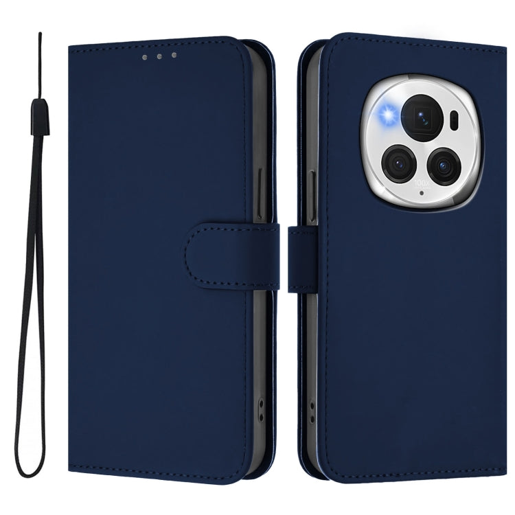 For Honor Magic6 Pro Skin Feel Solid Color Leather Phone Case with Lanyard(Navy Blue) - Honor Cases by PMC Jewellery | Online Shopping South Africa | PMC Jewellery | Buy Now Pay Later Mobicred