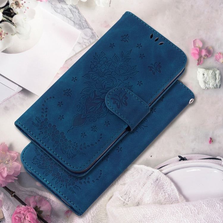 For Samsung Galaxy S25+ 5G Butterfly Rose Embossed Leather Phone Case(Blue) - Galaxy S25+ 5G Cases by PMC Jewellery | Online Shopping South Africa | PMC Jewellery | Buy Now Pay Later Mobicred