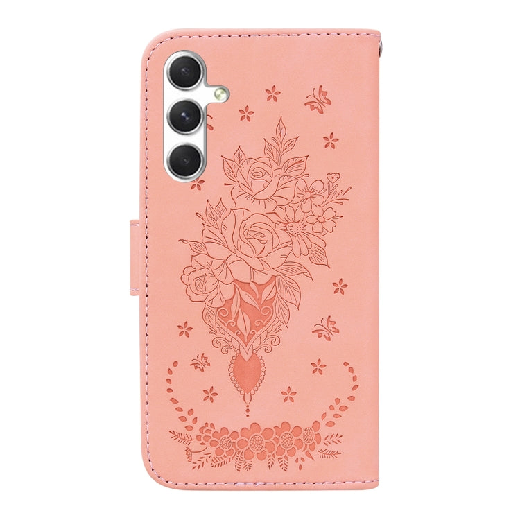 For Samsung Galaxy S25+ 5G Butterfly Rose Embossed Leather Phone Case(Pink) - Galaxy S25+ 5G Cases by PMC Jewellery | Online Shopping South Africa | PMC Jewellery | Buy Now Pay Later Mobicred