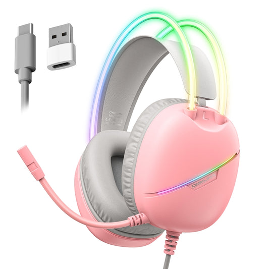 ONIKUMA X33 Head-mounted RGB Light E-Sports Gaming Headset, Cable Length: 2m(Pink) - Multimedia Headset by ONIKUMA | Online Shopping South Africa | PMC Jewellery | Buy Now Pay Later Mobicred