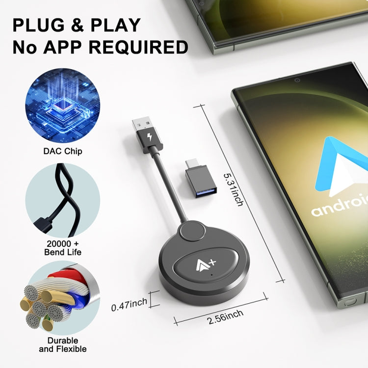 USB Interface Wired to Wireless CarPlay Auto Adapter for Android, Specification:Round(Carbon Fiber) - free shipping - PMC Jewellery - Order now!