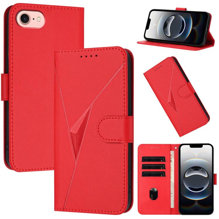 For iPhone 16e Triangle Pattern Buckle Clasp Leather Phone Case(Red) - iPhone 16e Cases by PMC TechLife | Online Shopping South Africa | PMC TechLife | Buy Now Pay Later Mobicred