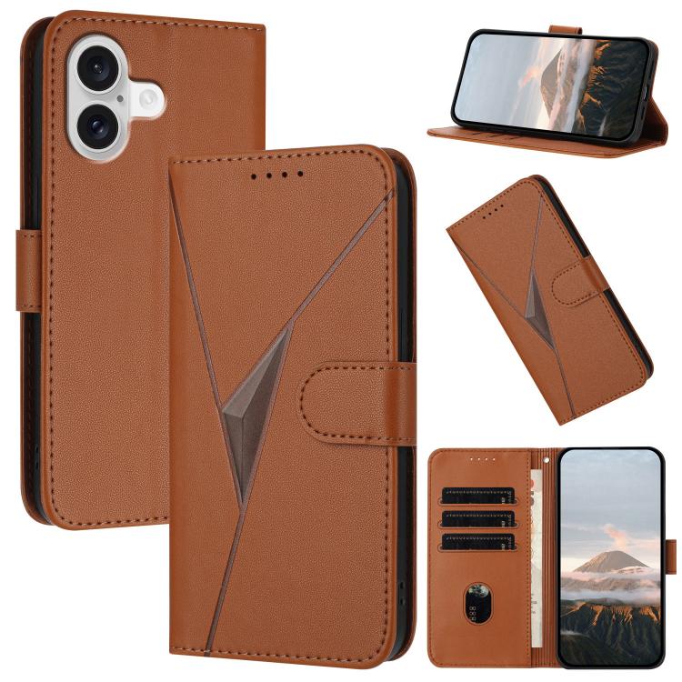 For iPhone 17 Triangle Pattern Buckle Clasp Leather Phone Case(Brown) - free shipping - PMc TechLife - Order now!